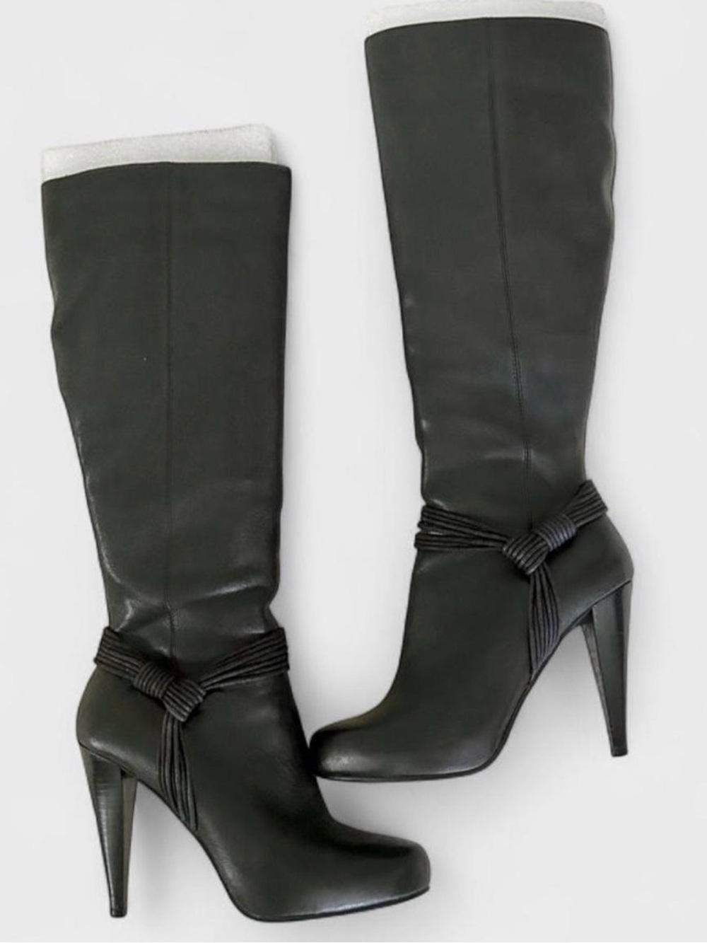 Y2K DKNYC High Heel Strappy Ankle Knee High Leather Boots (Like New)